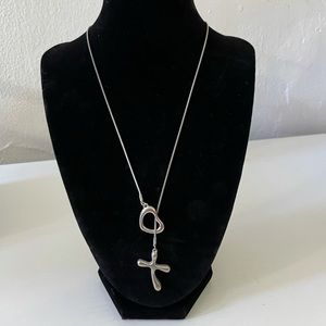 MACYS Sterling Silver Cross/Heart Necklace